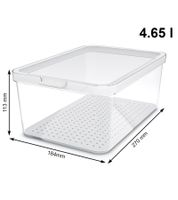 Organisateur de réfrigérateur Rotho CAUMA 4,65 litres, boîte fraîcheur empilable avec couvercle 9554603 Transparent/Blanc