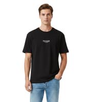 Sustainable Tom Tailor Men's T-Shirt – Organic Cotton Sports Shirt with Applied Logo Lettering (1045021 29999 Black)