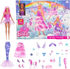 Barbie Feiertags-Kalender 2025 mit Puppe Barbie Fantasy-Weihnachtskalender Adventskalender 3 Jahre 9600909