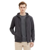 Simple Tom Tailor Men's Hooded Sweatshirt Jacket with Logo, Cotton Jacket 1043727 10899 Gray