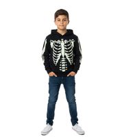 nachhaltiger Kinder Hoodie für Jungen aus weichem Baumwoll-Mix Kapuzen-Pullover mit Skelett 922809 Grün oder 918185 Schwarz