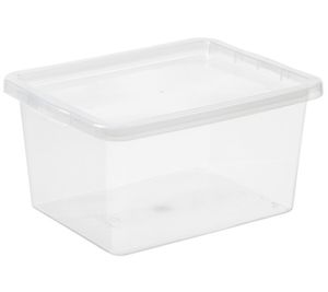 plast team Aufbewahrungsbox Basic 20 Liter Stapelbare Vorratsboxen mit Deckel Stapel-Box 8364232 Weiß/Transparent
