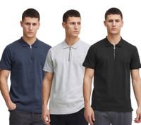 klassisches SOLID SDZakir Herren Poloshirt mit Reißverschluss Shirt 21301022-ME Grau, Blau oder Schwarz