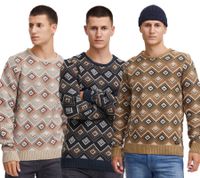 Pull BLEND classique pour homme, col rond en maille fine, référence 20715873, beige foncé, bleu ou beige clair