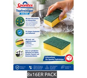 Lot de 128 éponges à récurer Spontex avec protection anti-graisse - Éponge à vaisselle 7724483 Jaune/Vert