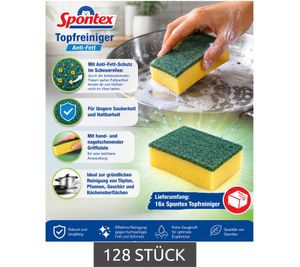 128er Sparpack Spontex Topfreiniger mit Anti-Fett Schutz Reinigungsschwamm Spül-Schwamm 7724483 Gelb/Grün