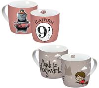 Taza de porcelana de 300 ml con asa en forma de corazón, diseño "Hogwarts Express" o "Back to Hogwarts", disponible en rosa o gris.