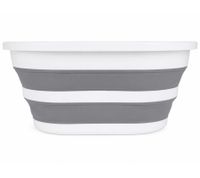 Panier à linge pliable DR Home Division, 26 litres, gain de place, avec poignées, 9941079, gris/blanc