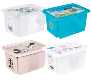 Boîte de rangement keeeper Karolina Peppa Pig, Pat' Patrouille, Stitch ou Minnie avec couvercle, empilable, 15 L, transparente, bleue ou rose