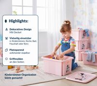 Caja de almacenamiento keeeper Karolina Peppa Pig, Paw Patrol, Stitch o Minnie Mouse con tapa, apilable, 15 L, transparente, azul o rosa
