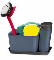 Organizzatore per lavello con pratico foro di scarico - Contenitore per utensili da cucina - Bianco/Grigio o Blu/Grigio