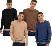 Pull BLEND classique pour homme, col rond, maille fine, réf. 20717260, noir, marron, bleu ou beige