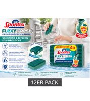 Esponjas de limpieza Spontex Flexy Fresh (paquete de 12) - Suaves con vasos y superficies delicadas 9596792 Verde
