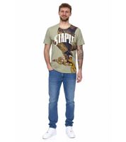 STAPLE Herren Baumwoll-Shirt mit Rücken- oder Frontprint T-Shirt Rundhals-Shirt Weiß, Schwarz oder Olivgrün