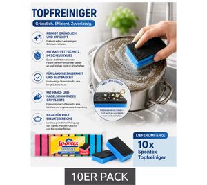 10er Pack Spontex Topfreiniger mit Anti-Fett Schutz Reinigungsschwamm Spül-Schwamm 9891899 Bunt/Grün
