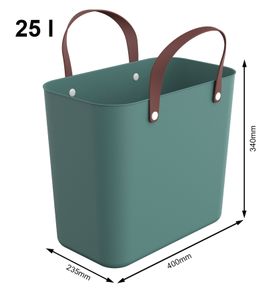 Nachhaltige Rotho Multibag ALBULA 25L Ocean-Bound Plastic Tragetasche Einkaufskorb 7779735 Mistelzweig Grün/Braun