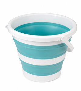 Faltbarer DR Home Division Eimer 10 Liter Platzsparender Haushalts-Eimer mit breitem Henkel 9941978 Weiß/Blau