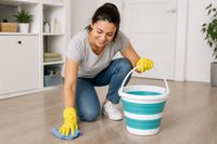 Faltbarer DR Home Division Eimer 10 Liter Platzsparender Haushalts-Eimer mit breitem Henkel 9941978 Weiß/Blau