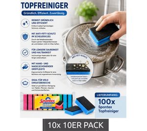100er Sparpack Spontex Topfreiniger mit Anti-Fett Schutz Reinigungsschwamm Spül-Schwamm 9891899 Bunt/Grün