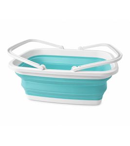 Faltbarer DR Home Division Wäschekorb 16 Liter Platzsparender Wäschebehälter mit Griffen 9942684 Blau/Weiß