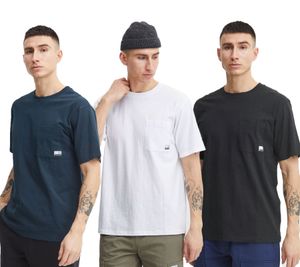 klassisches 11 PROJECT PREmil SS Herren T-Shirt mit Rundhals Shirt 21300995-ME Blau, Weiß oder Schwarz