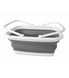Faltbarer DR Home Division Wäschekorb 16 Liter Platzsparender Wäschebehälter mit Griffen 9940983 Grau/Weiß