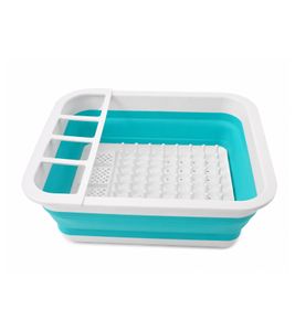 Faltbarer DR Home Division Abtropfgitter 13 Liter Platzsparendes Spülbecken 9943482 Blau/Weiß