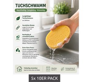 50er Pack Spontex Tuchschwamm mit hoher Schmutzaufnahme für die Reinigung verschiedenster Oberflächen Reinigungs-Schwamm Gelb