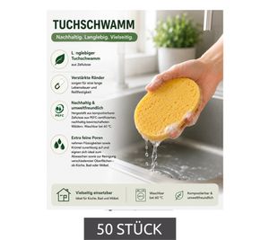 50er Pack Spontex Tuchschwamm mit hoher Schmutzaufnahme für die Reinigung verschiedenster Oberflächen Reinigungs-Schwamm Gelb