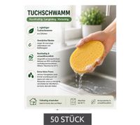 50er Pack Spontex Tuchschwamm mit hoher Schmutzaufnahme für die Reinigung verschiedenster Oberflächen Reinigungs-Schwamm Gelb