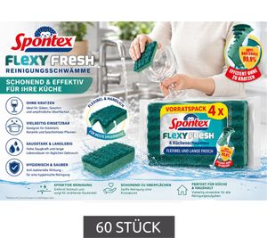 60er Pack Spontex Flexy Fresh Topfreiniger Reinigungsschwämme Schonend für Gläser & Empfindliche Oberflächen 9596792 Grün
