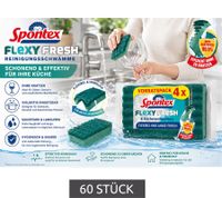 60er Pack Spontex Flexy Fresh Topfreiniger Reinigungsschwämme Schonend für Gläser & Empfindliche Oberflächen 9596792 Grün