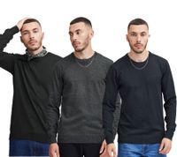 klassischer BLEND BHCerstan Herren Feinstrickpullover mit Rundhals Strickpullover 20716722ME Blau, Schwarz oder Grau