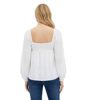 Modische Bluse mit V-Ausschnitt und Rüschen Ausgeh-Bluse Langarm-Bluse 925799 Weiß