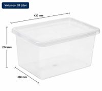 4er Sparpack plast team Aufbewahrungsbox Basic 20 Liter Stapelbare Vorratsboxen mit Deckel Stapel-Box 8364232 Weiß/Transparent