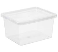4er Sparpack plast team Aufbewahrungsbox Basic 20 Liter Stapelbare Vorratsboxen mit Deckel Stapel-Box 8364232 Weiß/Transparent