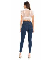 Damen Bluse Dirndlbluse aus zartem Tüll mit Punktemuster Trachtenmode 975562 Weiß