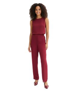 Fließende Damen Stoff-Hose schlichte Business-Hose Alltags-Hose 938967 Weinrot
