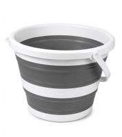 Faltbarer Eimer 10 Liter Platzsparender Haushalts-Eimer mit breitem Henkel 9941077 Weiß/Grau