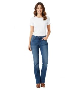 Stylische Damen Bootcut-Jeans mit ausgestelltem Bein Baumwoll-Hose 928026 Dunkelblau