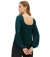 Modische Jersey-Bluse mit V-Ausschnitt und Rüschen Ausgeh-Bluse Langarm-Bluse 949372 Gtrün