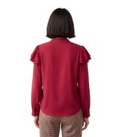 Attraktive Damen Bluse mit Seidenanteil Langarm-Bluse 927834 Rot