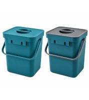 Bio-Abfall-Eimer 5 Liter mit Tragehenkel Mülleimer Haushalt 24x16 x15 cm Blau oder Blau/Grau