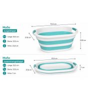 Panier à linge pliable 26 litres, gain de place, avec poignées, bleu et blanc