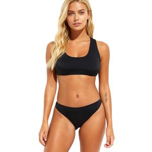 schlichte Damen Bikini Hose Bikini-Slip mit normalem Beinausschnitt Bademode 922405 Schwarz