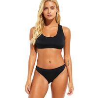 schlichte Damen Bikini Hose Bikini-Slip mit normalem Beinausschnitt Bademode 922405 Schwarz