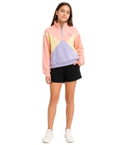 Pull Troyer pour fille, col montant, pull du quotidien 925305 Rose/Beige/Violet
