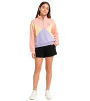 Pull Troyer pour fille, col montant, pull du quotidien 925305 Rose/Beige/Violet
