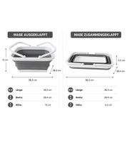Panier à linge pliable 16 litres, gain de place, avec poignées, coloris gris/blanc et bleu/blanc