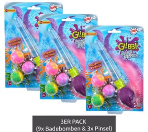 3er Pack GLIBBI Badepinsel Set magische Kinder Badebomben mit Glitzerpinsel im Set nachfüllbar 3x30gr Sparpack 105953570 Lila/Bunt